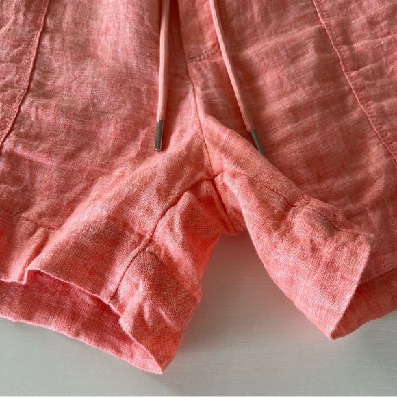 Athleta Retreat Linen Mid Rise Short Elastic Drawstring Salmon Pink Size 4 - Picture 8 of 12
